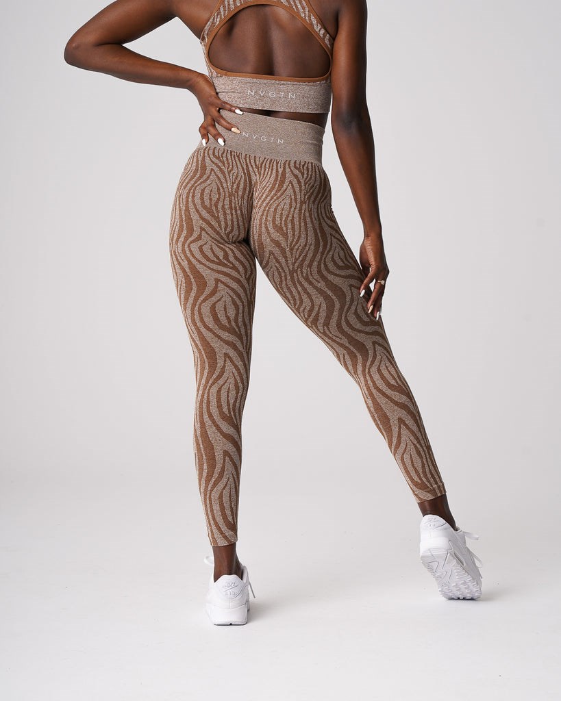 NVGTN Zebra Seamless Leggings Mocha | 41250-MIRE