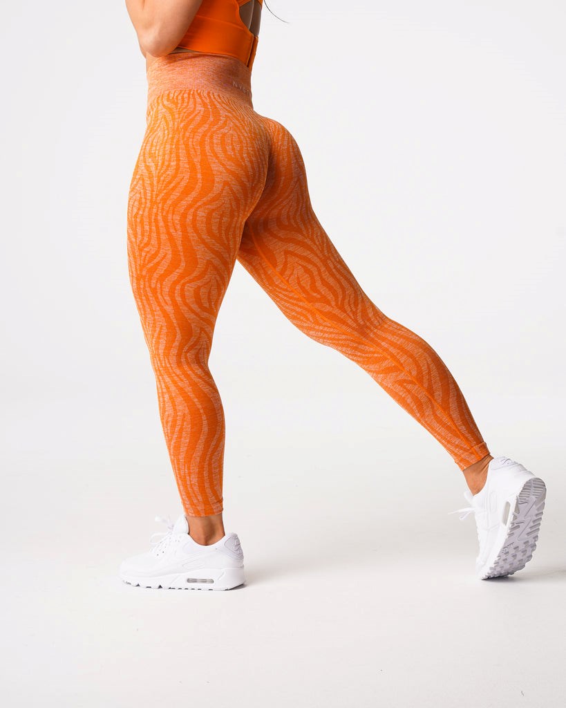 NVGTN Zebra Seamless Leggings Pomarańczowe | 15692-HGNR