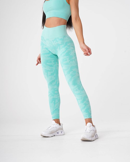 NVGTN Camo Seamless Leggings Mięta | 27604-XEQP