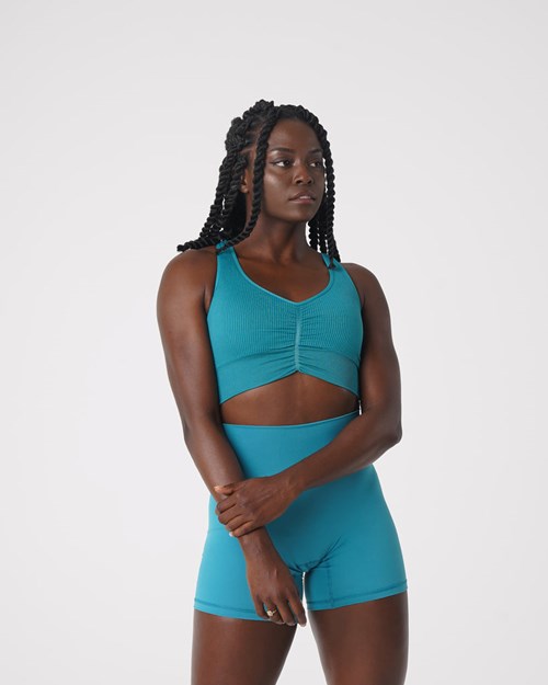 NVGTN Cinched Seamless Bra Teal | 05268-LNOF