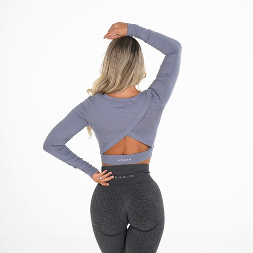 NVGTN Form Long Sleeve Crop Niebieskie | 67548-PNKW