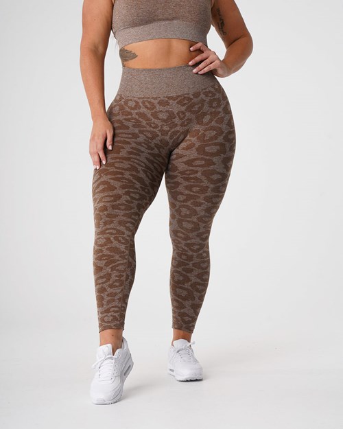 NVGTN Leopard Seamless Leggings Mocha | 85614-RVST