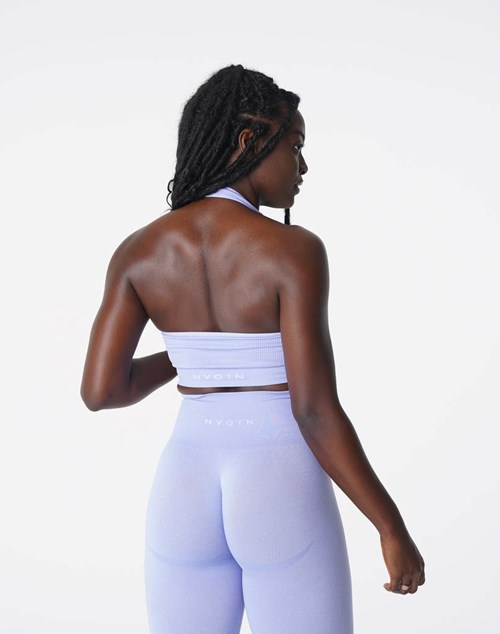 NVGTN Limitless Żebrowany Seamless Halter Bra Periwinkle | 04869-IMJZ