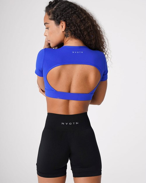 NVGTN Open Back Tee Niebieskie | 65308-QMNB