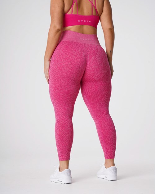 NVGTN Snakeskin Seamless Leggings Fuksja | 37860-XYAM