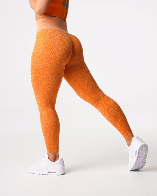 NVGTN Snakeskin Seamless Leggings Pomarańczowe | 08713-KVXY