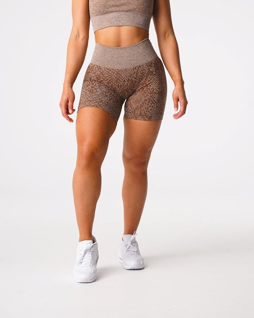 NVGTN Snakeskin Seamless Shorts Mocha | 46180-HDVR