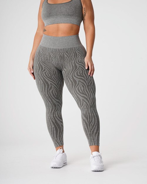 NVGTN Zebra Seamless Leggings Khaki Zielone | 18074-PKOX