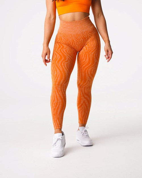 NVGTN Zebra Seamless Leggings Pomarańczowe | 15692-HGNR